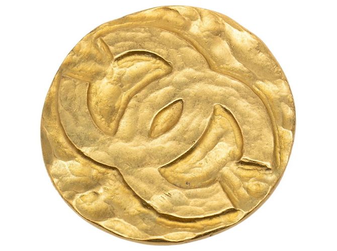 Spilla vintage placcata in oro Chanel Coco Mark D'oro