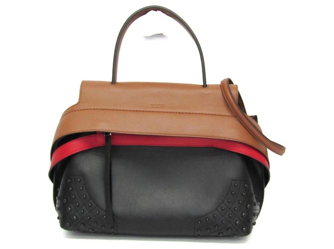 Bolso de cuero mediano Tod's Wave Castaño Negro