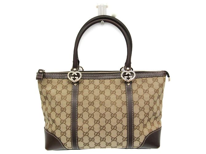 Bolsa tote em canvas GG Gucci Marrom Bege