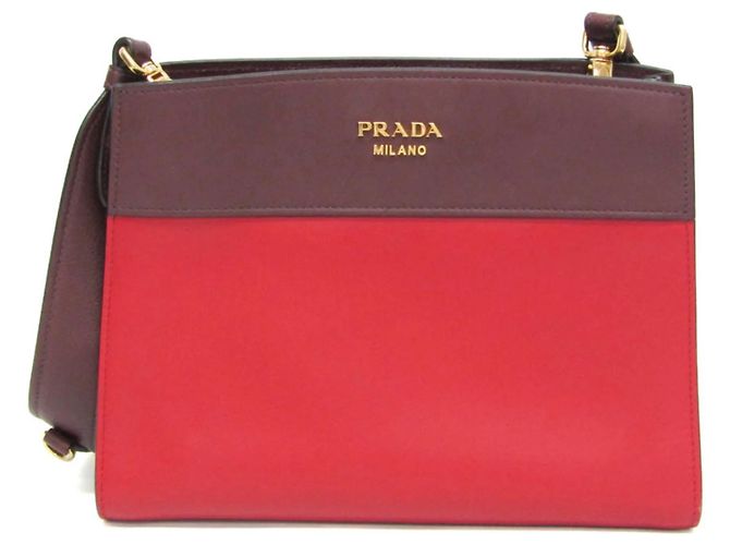 Damentasche aus Leder Prada Bibliothèque 1BC034 Rot Bordeaux