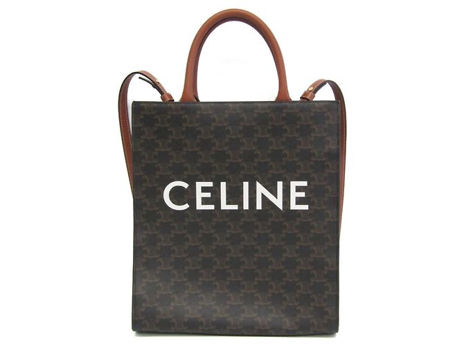 Céline Sac à main cabas vertical Triomphe de Celine Marron Marron foncé