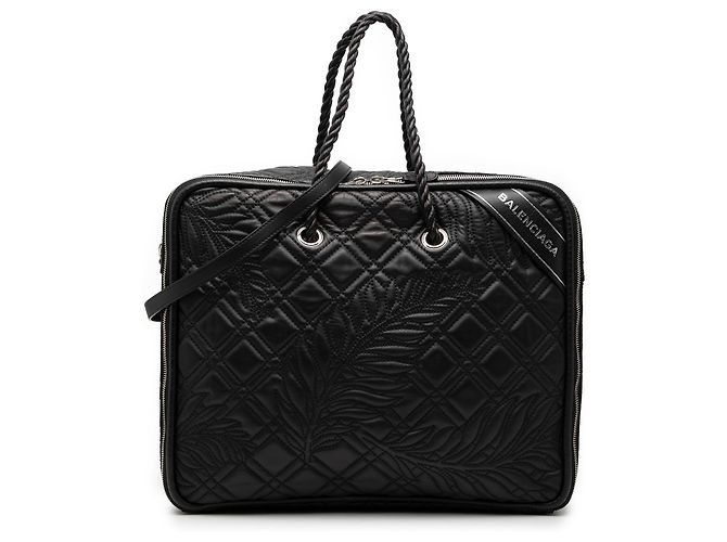 Blanket Bolsa quadrada média em couro de cordeiro acolchoado preto da Balenciaga