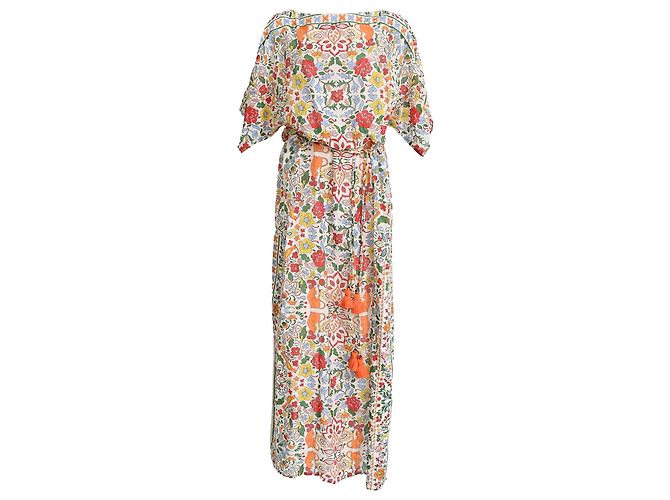 Tory Burch Printed Kaftan Maxi Dress in Multicolor Cotton