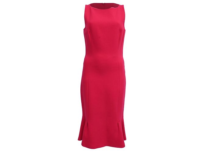 Michael Kors Sleeveless Trumpet Midi Dress in Pink Wool