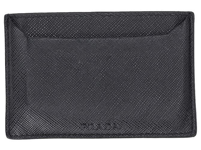 Prada Lux Card Holder in Black Saffiano Leather