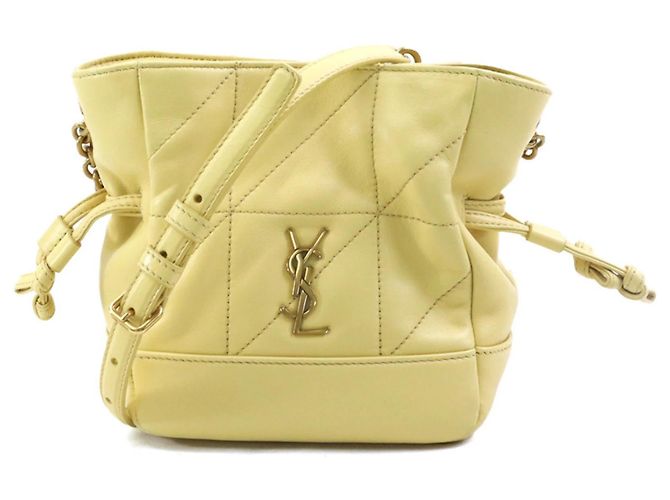 Bolsa de ombro em couro Jamie Mini da Saint Laurent Cru Amarelo