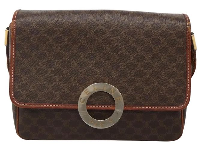Céline Celine Vintage Macadam Canvas and Leather Marron