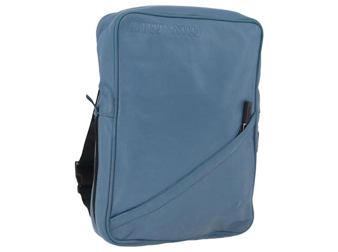 Bolsa de Ombro Miu Miu em Couro Azul Claro Auth bs33816