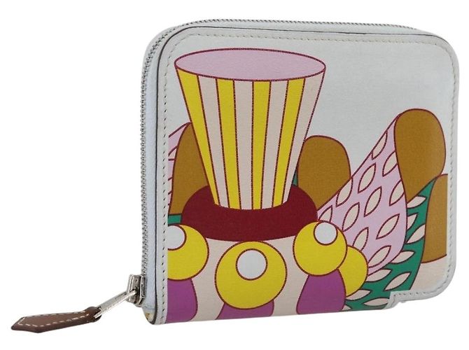 Hermès HERMES Azap Compact Silk in Wallet Leather Multicolor Silver Auth LNZ572SAM Silvery Multiple colors