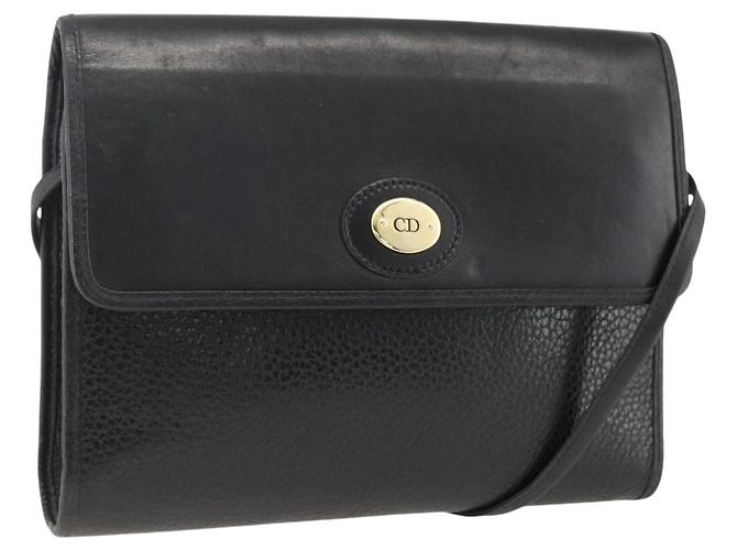 Borsa a Spalla Christian Dior in Pelle Nera Oro Auth 174078 Nero D'oro