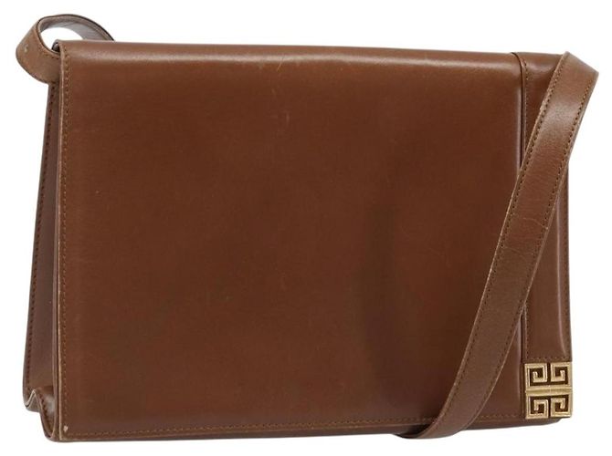 Borsa a Spalla GIVENCHY in Pelle Marrone Oro Auth bs33714 D'oro