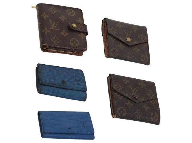 Schlüsselgeldbörse Monogram Epi Louis Vuitton 5 Teile Blau LV Auth BA11175 Monogramm