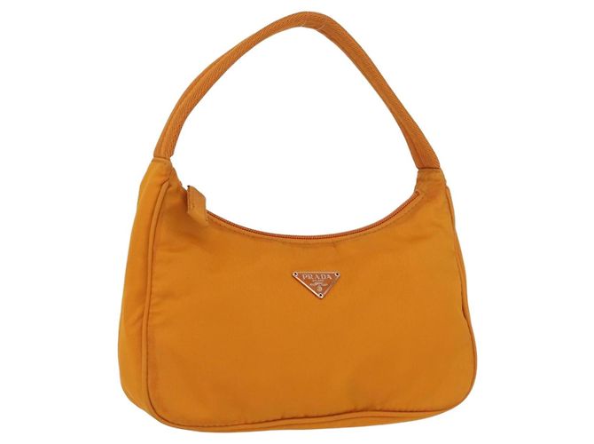 PRADA Sac à main en nylon orange doré Auth ARZ521V