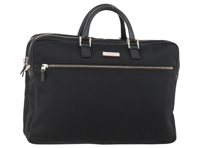 Borsa da lavoro BURBERRY in nylon nero e argento Auth ti3655