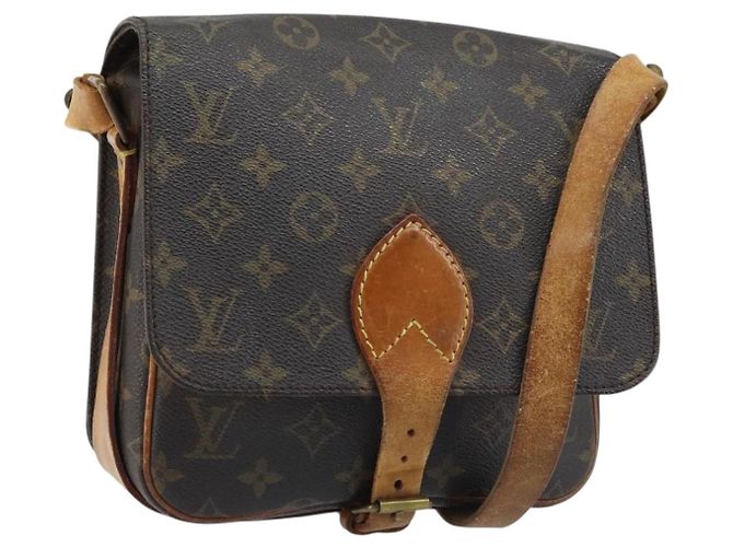 LOUIS VUITTON Bolsa de Ombro Monogram Cartouchiere MM M51253 LV Auth BA11126