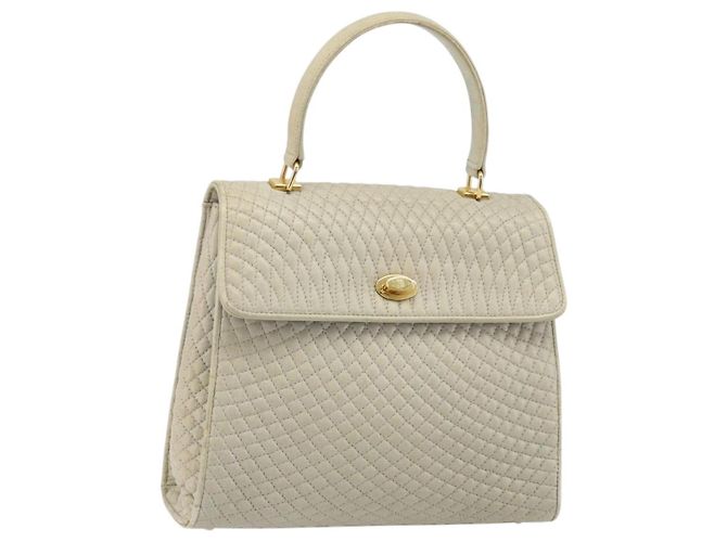 BALLY Bolsa de mão em couro marfim dourado Auth BA10961 Cru
