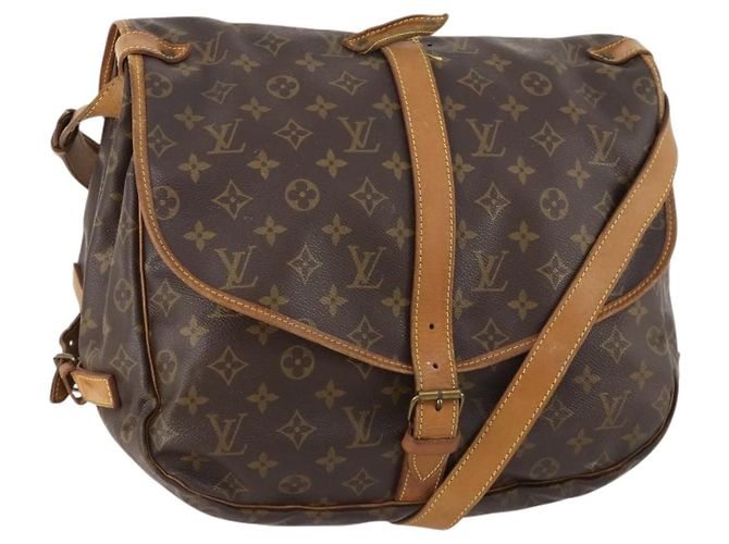 LOUIS VUITTON Monogram Saumur 35 Shoulder Bag M42254 LV Auth bs33561
