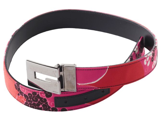 Cinto de lona GG rosa da Gucci com fivela G prateada Fuschia