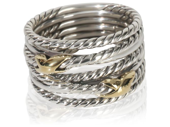 Anel Duplo X Crossover em Ouro Amarelo e Prata Esterlina de David Yurman