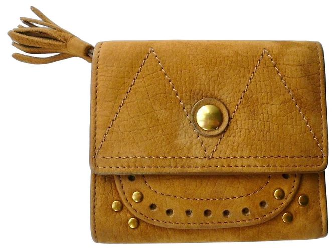 JEROME DREYFUSS Suede Wallet JERRY Camel Excellent Condition