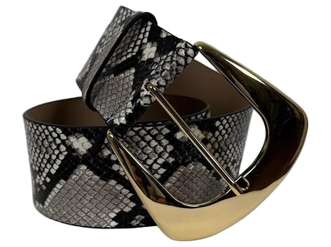 Autre Marque Wide Matilda belt with python effect Black Silvery 