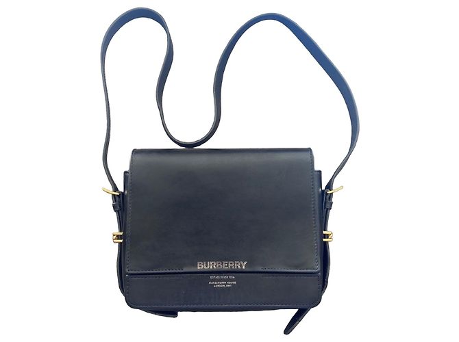 Bolsa de couro preta cinza Burberry Preto