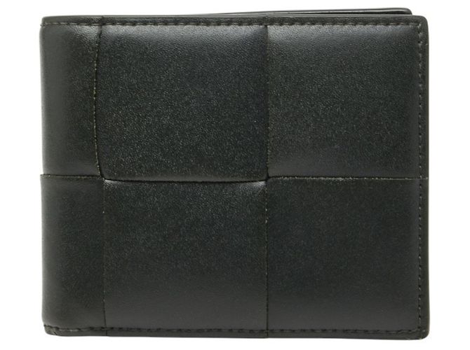 Carteira bi-fold de couro caqui Bottega Veneta