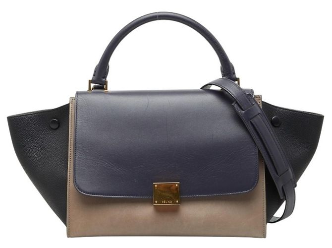 Edge Céline Celine Trapeze Small Tricolor Handbag/Shoulder Bag Brown Black Beige