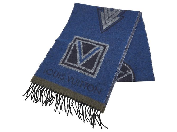 Sciarpa LV Sticker Louis Vuitton Blu Multicolore 