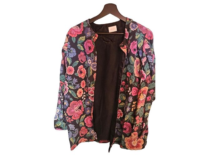 Autre Marque Floral Pattern Jacket Black Pink Red Multiple colors Green