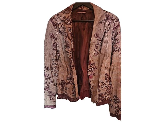 Autre Marque Rinascimento Damen Blazer mit Paisley-Muster und Spitze Braun Mehrfarben