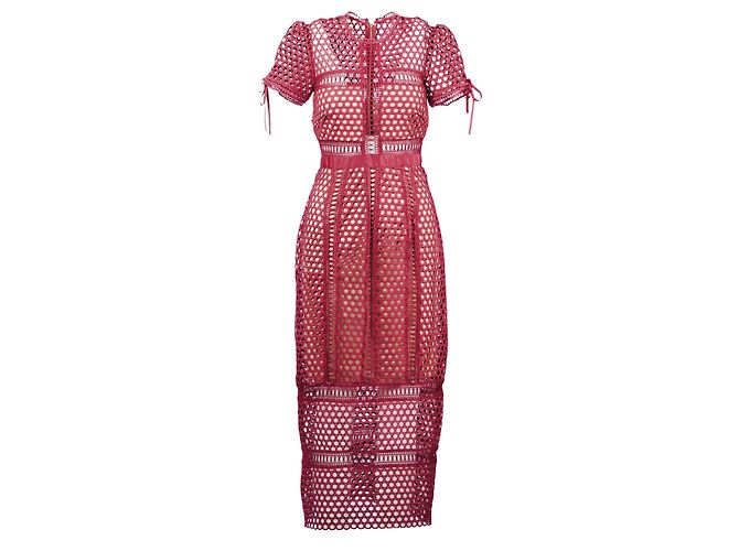 Midi-Kleid aus Spitze von Self Portrait Rot