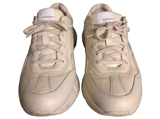 Gucci Tiger-Print-Leder-Sneaker Weiß