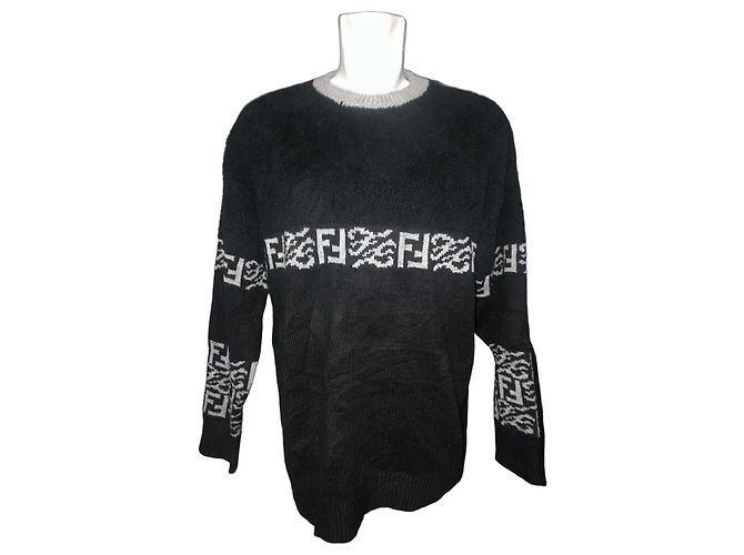 Schwarzer FF-Logo-Strickpullover von Fendi 