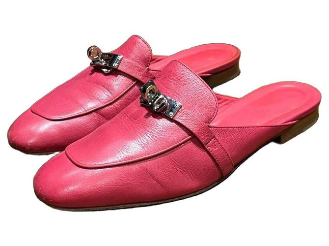 Mules de couro rosa Oz da Hermès