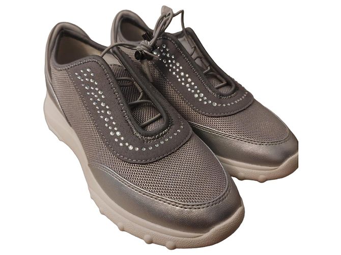Baskets Argentées Geox avec Strass Gris
