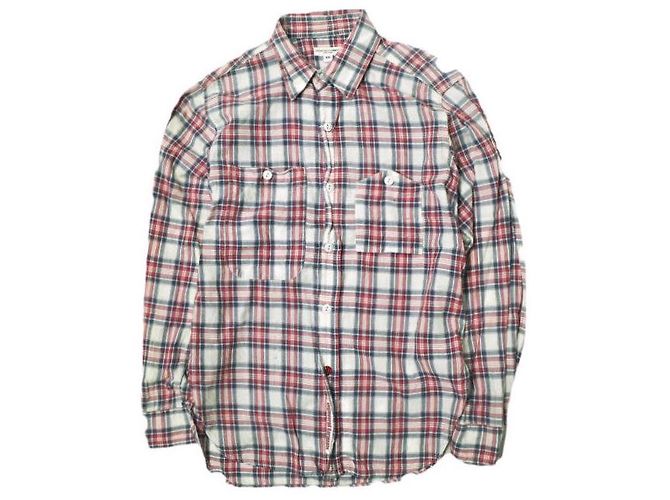 Autre Marque Engineered Garments Arbeitshemd aus Baumwolle Weiß Rot Marineblau