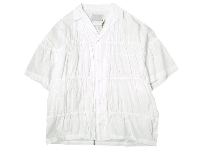 Autre Marque Camicia a colletto aperto Gather in cotone Kolor Bianco