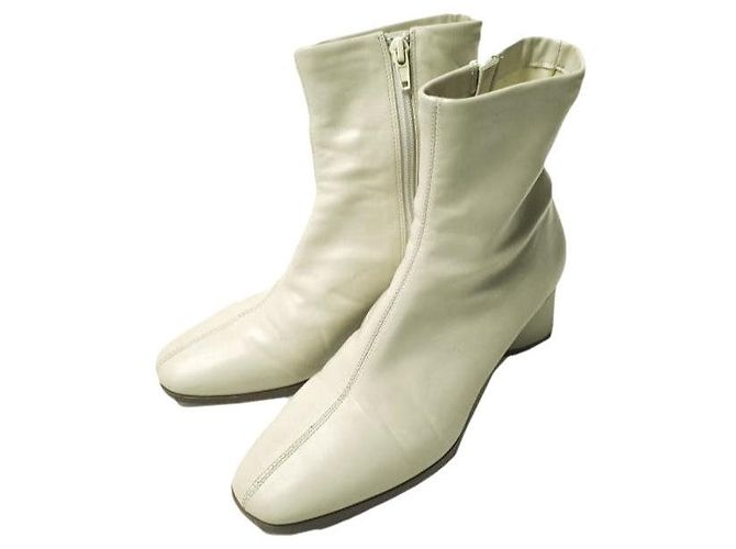 Autre Marque ADAM ET ROPE Bottes Courtes Élastiques en Cuir Synthétique Blanc Blanc cassé