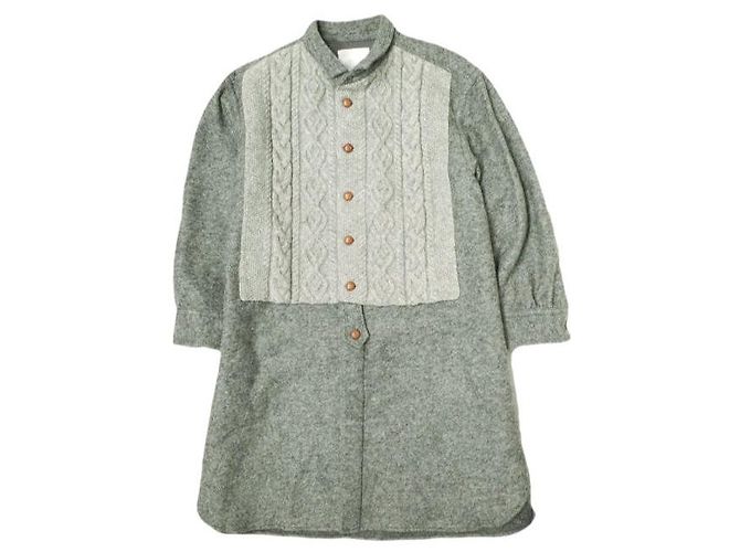 Autre Marque Ais Kabelstrick Wollkleid Grau