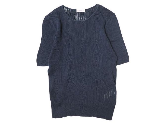 Autre Marque Steven Alan DROP STITCH PULLOVER STRICKWARE aus Baumwolle Blau