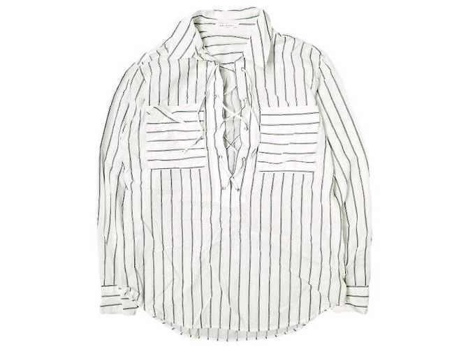 Autre Marque Camicia in cotone a righe con lacci EQUIPMENT Bianco Blu navy