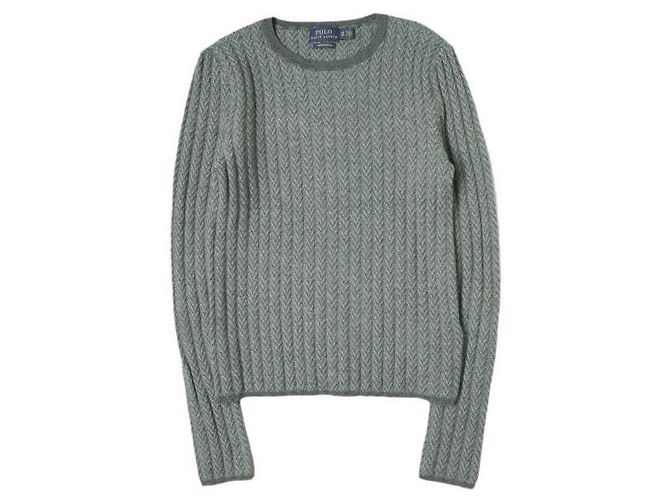 Rippstrick-Wollpullover im Fischgrätmuster von Polo Ralph Lauren Grau