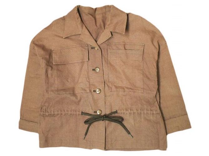 Autre Marque Giacca in Lino Big Pocket ODORANTES Marrone
