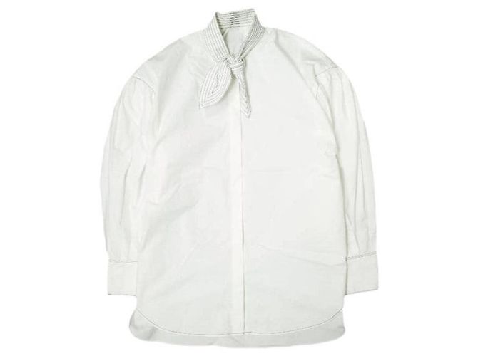 Autre Marque nano universe LB.03 Bluse mit Schleife aus Baumwolle und Polyester Weiß