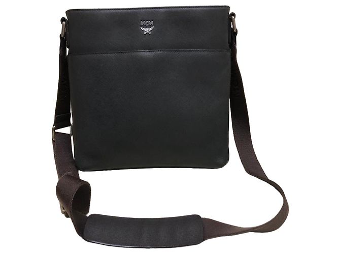 Borsa a tracolla MCM in pelle grigio scuro Grigio antracite