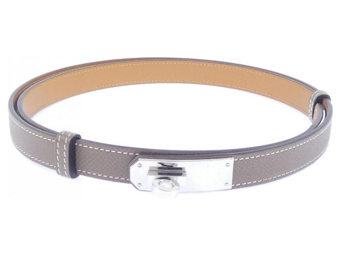 Cinto Padrão Kelly Cinza Hermès Marrom