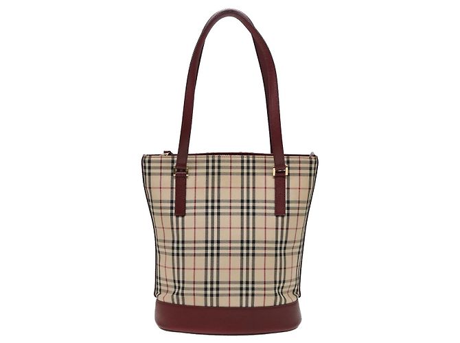 Bolsa Tote em lona e couro com estampa Nova Check da Burberry Bege