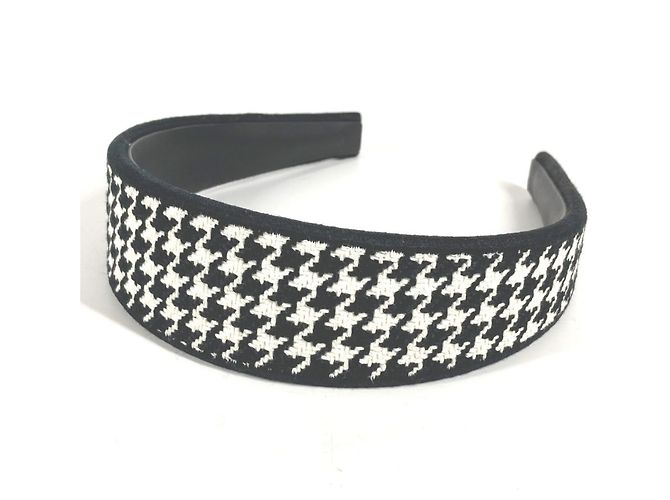 Faixa de cabeça com logo Houndstooth Christian Dior Preto Branco