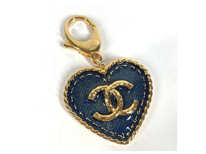 Chaveiro Chanel Coração CC Coco Mark Azul